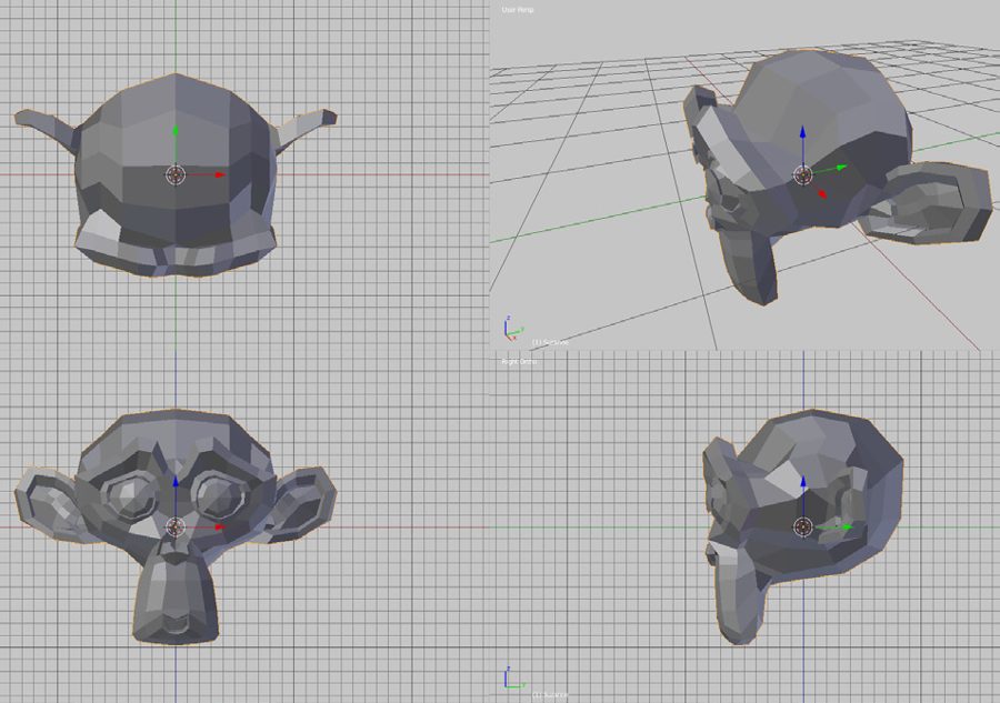 Blender Quad View mit vier gleichzeitigen Ansichten