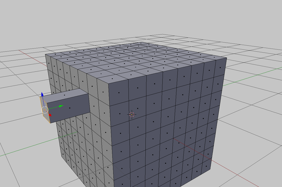 Extrudierte Fläche an einem Würfel im Edit Mode
