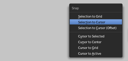 Snap-Menü mit Selection to Cursor