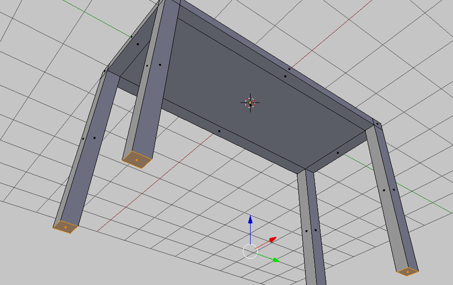 3D-modellierter Tisch mit Stühlen aus Boxmodeling