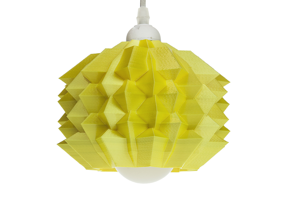 3D-gedruckte Lampen Neo Origami Light Gelb Silk
