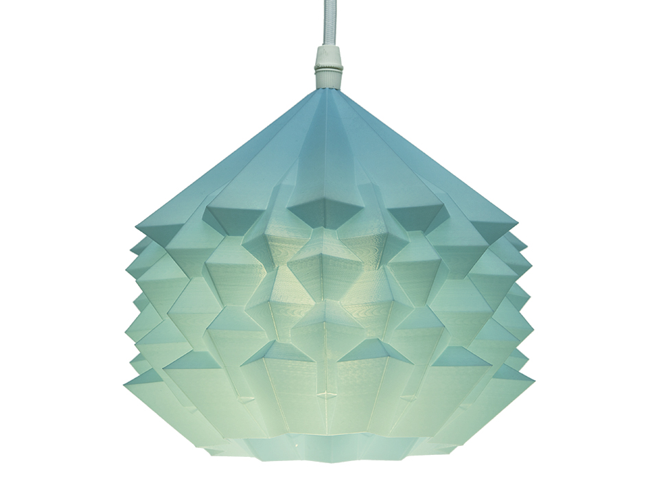 3D-gedruckte Lampen Neo Origami Light Hellblau