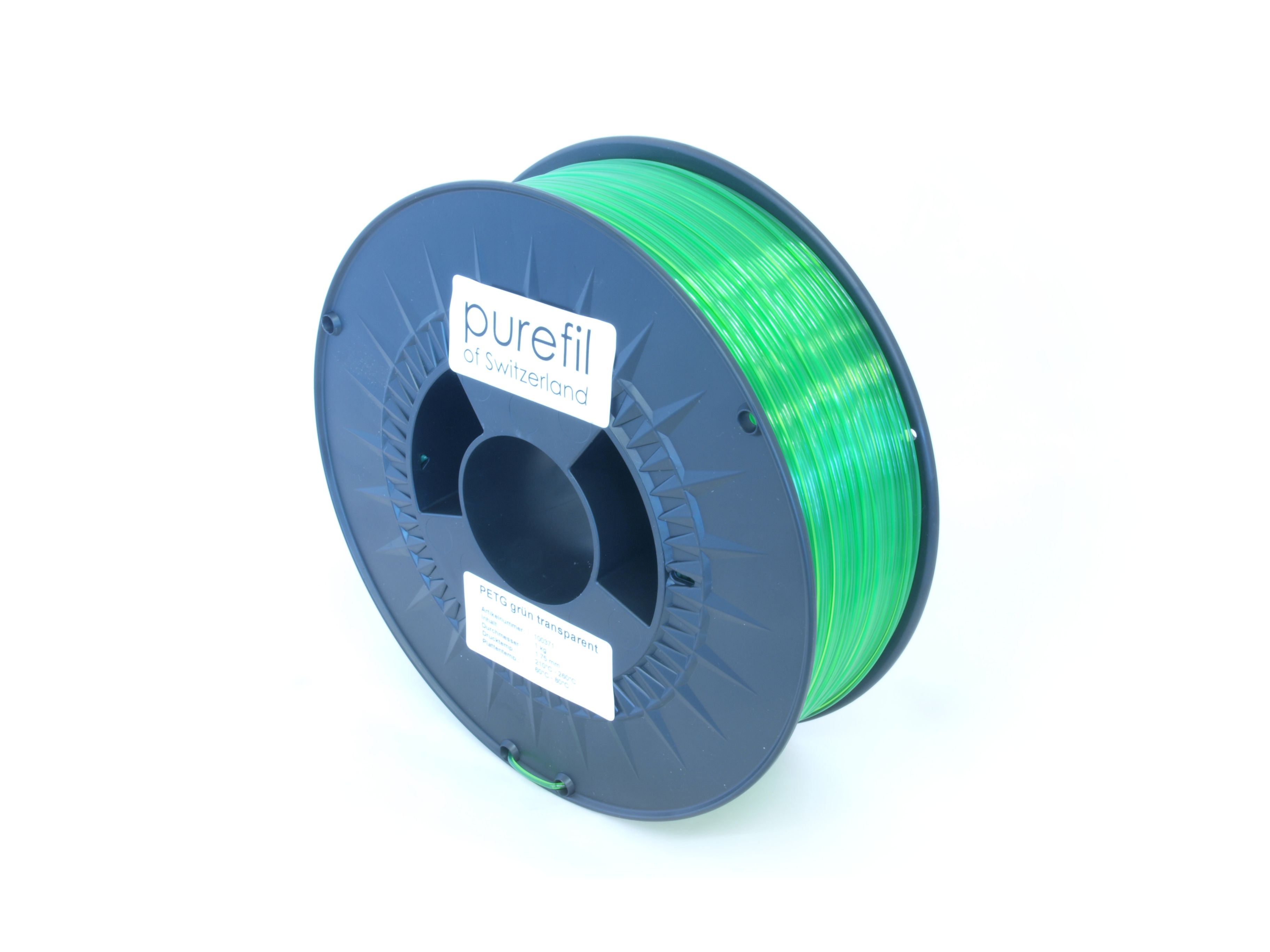 PETG Filament Purefil PETG Grün Transparent 1Kg 1.75mm