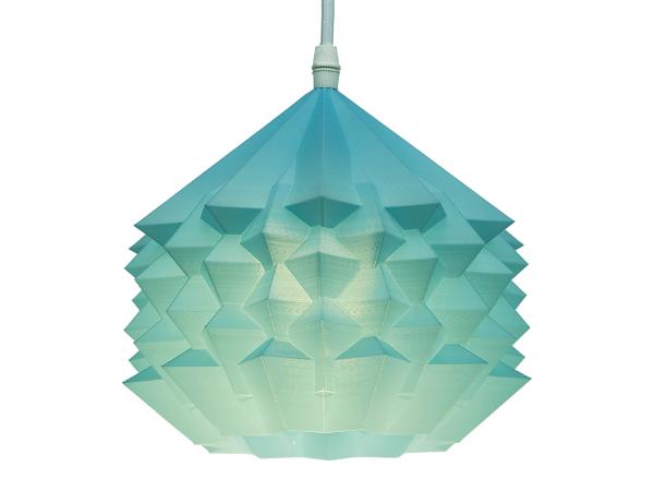 3D-gedruckte Lampen Neo Origami Light Hellblau