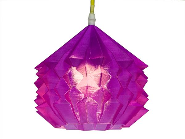 3D-gedruckte Lampen Neo Origami Light Violett Transparent